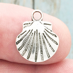 Small Sea Shell Charm in Antique Silver Pewter