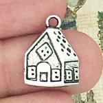 Gingerbread House Charm Silver Pewter