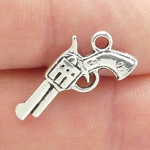 Gun Charms for Jewelry Making Antique Silver Pewter