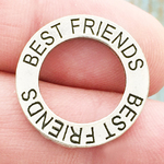 Affirmation Ring Best Friends Charm in Antique Silver Pewter