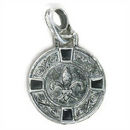 Coin Fleur De Lis Charm in Antique Silver Pewter