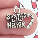Santa's Lil Helper Christmas Charm in Silver Pewter