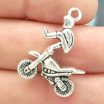 Silver Motocross Charm in Pewter