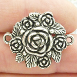 Silver Rose Connector Antique Pewter
