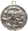 Disk Griffin Pendant in Antique Pewter
