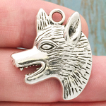 Wolf Head Charm Silver Pewter