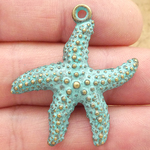 Gold Starfish Pendants Wholesale Turquoise Oxidized Pewter