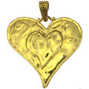 Gold Hammered Heart Pendant in Pewter