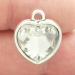 Clear Crystal Heart Pendants Wholesale in Silver Pewter