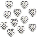 Heart Beads 8-mm Spacer Beads in Antique Silver Pewter Beads 10 Pieces Per Package
