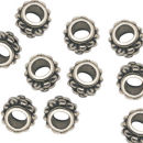 Double Row of Beads 7-mm Spacer Beads in Antique Silver Pewter Beads 10 Pieces Per Package