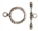 Large Round Toggle Clasp in Antique Silver Pewter with Twist Design