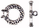 Large Round Toggle Clasp in Antique Silver Pewter with Hammered Design