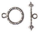 Small Round Rope Toggle Clasp in Antique Silver Pewter