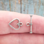 Tiny Polished Heart Toggle Clasp in Antique Silver Pewter
