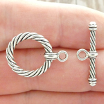 Round Rope Toggle Clasp in Silver Pewter