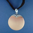 Round 44-mm Engravable Polished Copper Fashion Pendant with Bali Style Silver Tone Accent