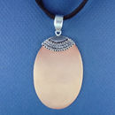 Oval 62-mm Engravable Polished Copper Fashion Pendant with Bali Style Silver Tone Accent