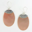 Oval 40-mm Engravable Polished Copper Fashion Earrings with Bali Style Silver Tone Accent