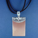 Rectangle 46-mm Engravable Polished Copper Fashion Pendant with Bali Style Silver Tone Accent