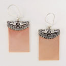 Rectangle 32-mm Engravable Polished Copper Fashion Earrings with Bali Style Silver Tone Accent