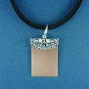 Rectangle 31-mm Engravable Polished Copper Fashion Pendant with Bali Style Silver Tone Accent