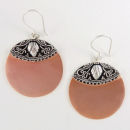 Round 30-mm Engravable Polished Copper Fashion Earrings with Ornate  Bali Style Silver Tone Accent