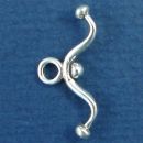 Toggle Clasp Rope Medium Waved Bar and Bead Tips Sterling Silver