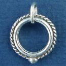 Toggle Clasp Rope Medium with Bead Circle Sterling Silver