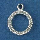 Toggle Clasp Scalped Design Circle Sterling Silver