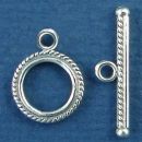 Toggle Clasp Rope and Polished with Bar Sterling Silver