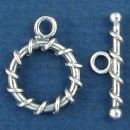 Toggle Clasp Plain with Wire Wrap Small for Sterling Silver Toggle Necklace