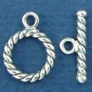 Toggle Clasp Set Rope Design Small Sterling Silver