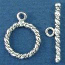 Toggle Clasp Rope and Polished Twist with Bar for Sterling Silver Toggle Bracelet