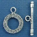 Toggle Clasp Set with Double Sided Scroll Design Sterling Silver