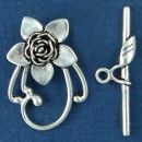 Toggle Flower and Vine Design with Bar Sterling Silver Clasp