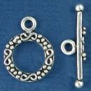 Toggle with Bead and S Design on Circle and Bar Sterling Silver Clasp