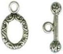 Toggle Clasp Oval Scroll Design Set Sterling Silver