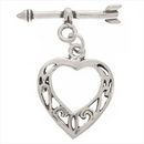 Toggle Clasp Heart Filigree with Arrow Set Use with Sterling Silver Toggle Necklace