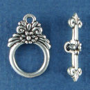 Toggle Flower Design Sterling Silver Clasp