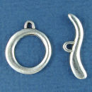 Toggle Abstract Circle and Wave Bar Design Sterling Silver Clasp