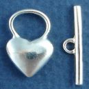 Polished Puff Heart Toggle Clasp Set Sterling Silver