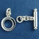 Toggle Clasp Medium Size with Polished Bar and Extender Chain for Sterling Silver Toggle Bracelet