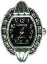 Black Oval Watch Face with Marcasite Style Looking Edge