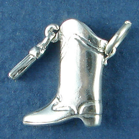 DRILL Team Majorette Boot Moveable 3D Sterling Silver Charm Pendant