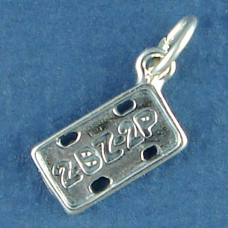 LICENSE PLATE for Car 3D Sterling Silver Charm Pendant