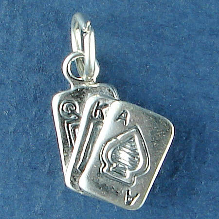 PLAYING CARD Gambling 3D Charm Sterling Silver