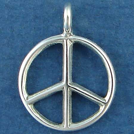 Peace Sign Symbol Small Sterling Silver Charm for LEATHER Cord or Charm Bracelet