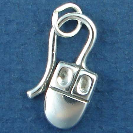 COMPUTER PC Mouse Sterling Silver Charm Pendant