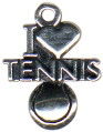 TENNIS, I Love ''Heart'' and TENNIS BALL Sports Sterling Silver Charm for Bracelet